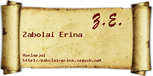 Zabolai Erina névjegykártya